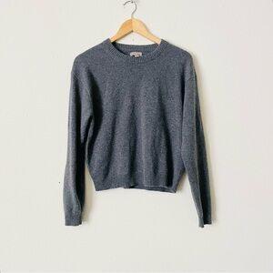 Jcrew SMALL Perfect 100% cashmere crewneck sweater in Heather Charcoal gray